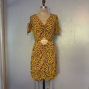 Signature8 Yellow Animal Print Mini Dress